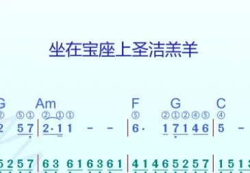 坐在宝座上圣洁羔羊 动态乐谱